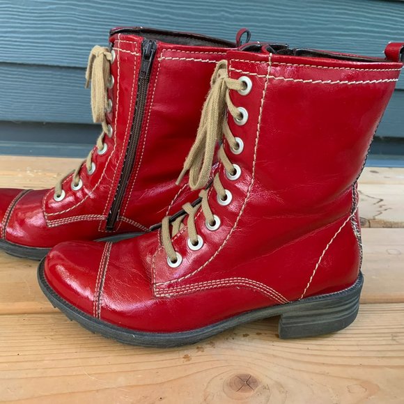 Josef Seibel Red leather patent boots - Picture 7 of 7